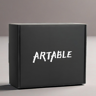 Boîte de messagerie noire personnalisée avec logo écran de soie blanc Boîtes d'expédition ondulées