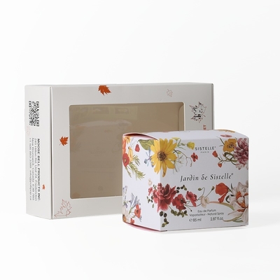Bouteille de parfums en plastique cosmétique industriel avec emballage en boîte à fenêtre