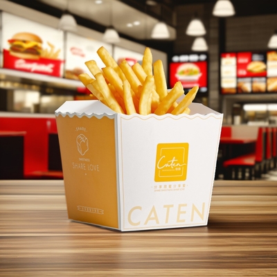 Boîte à emporter en papier recouverte d'aliments jetable avec ruban pour emballage de hamburger